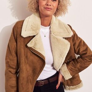 Hollister Women’s Brown Faux Suede Biker Moto Jacket